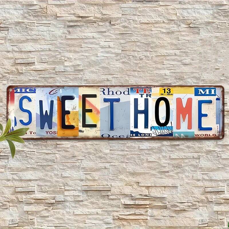 Vintage "SWEET HOME" ป้ายโลหะป้ายทะเบียน-Rutical Aluminium Wall Decor forห้องนั่งเล่น,ห้องนอน,Porch 