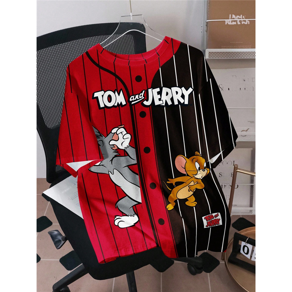 เสื้อยืดแขนสั้นลําลองพิมพ์ลายการ์ตูนสําหรับผู้ชาย