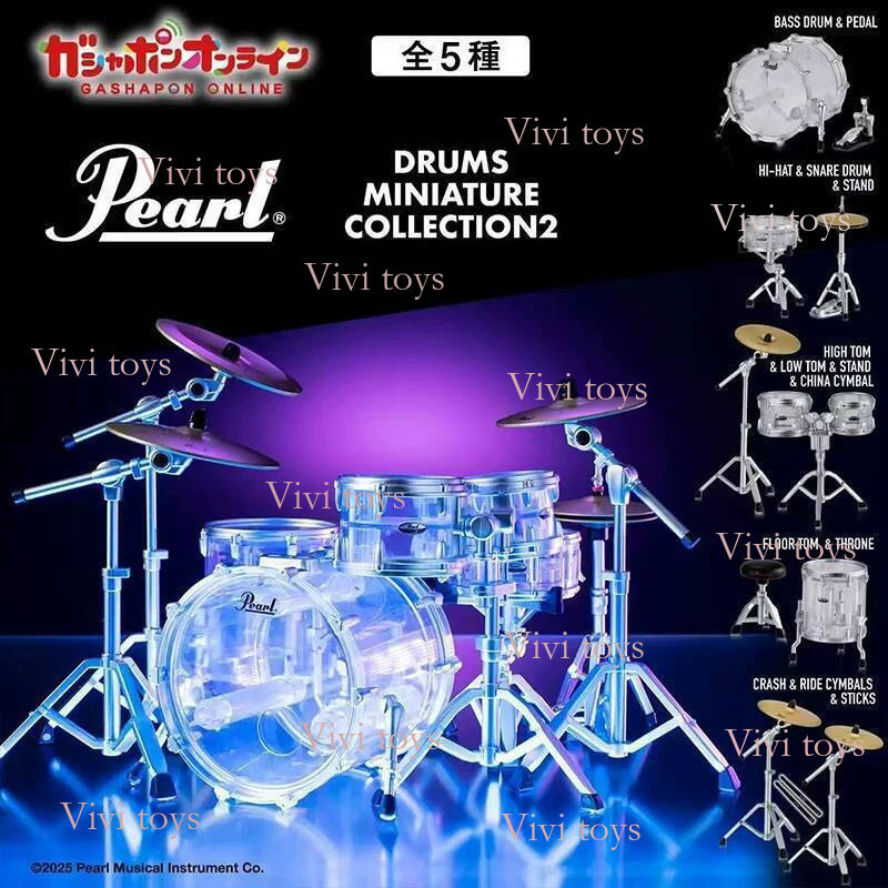 {{vi toys}} Bandai 2nd Series Mini Pearl Drum Set Model Gashapon Jazz Drum Stand 360520