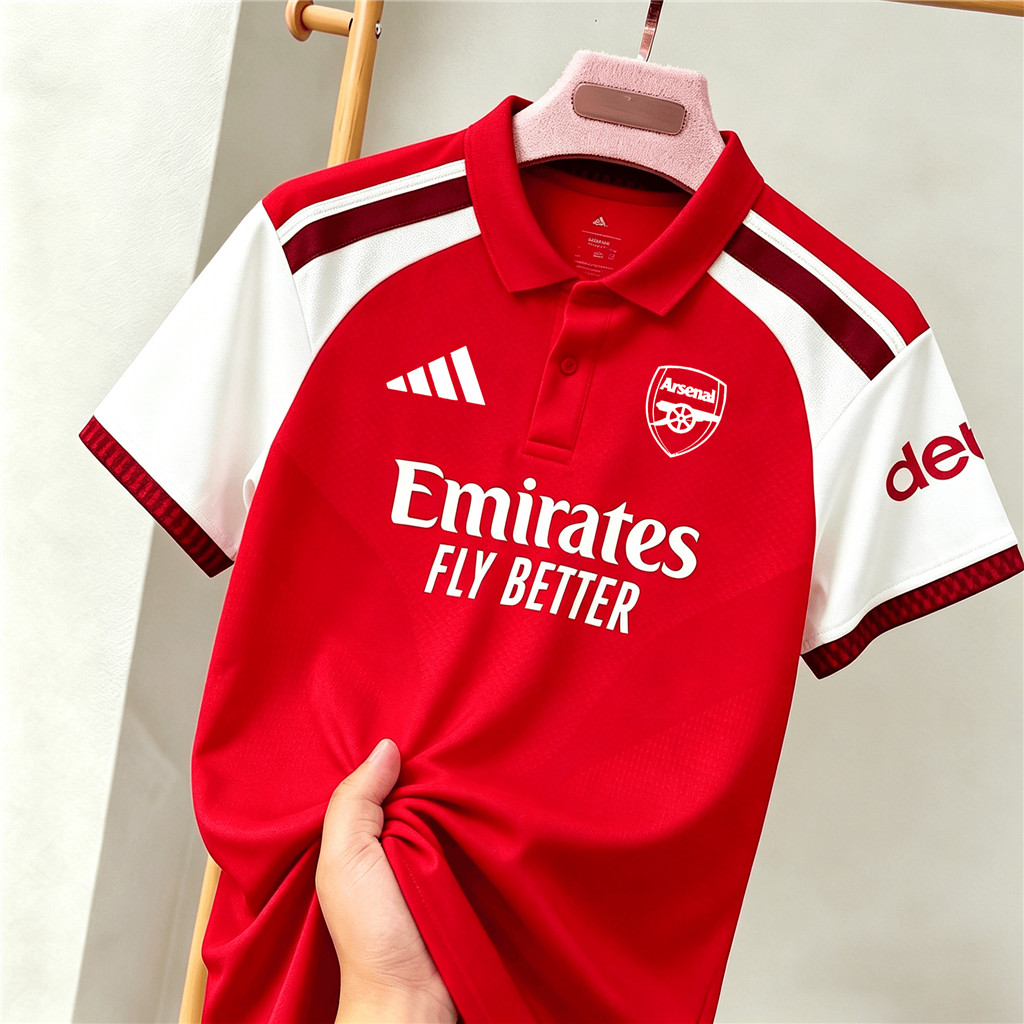 เสื้อฟุตบอลเหย้าอาร์เซนอล 2025/26 เสื้อฟุตบอลฤดูกาลสีแดงและสีขาวแฟนโปโลและการแข่งขัน