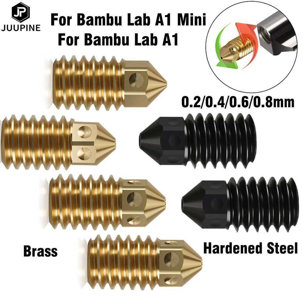 สําหรับBambu Lab A1 อุปกรณ์เสริมBambu Lab A1 Miniหัวฉีดชุดทองเหลืองเหล็กชุบแข็ง 0.2 0.4 0.6 0.8 สําห