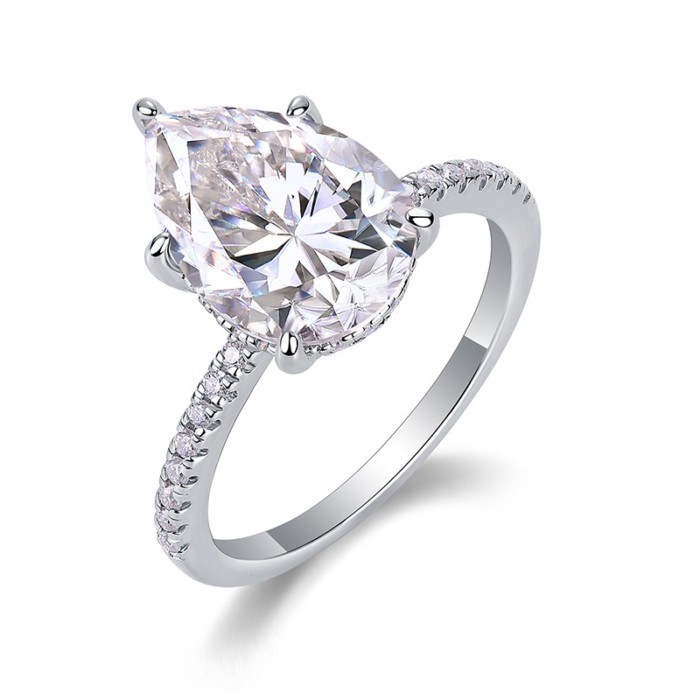 5ct Pear moissanite Diamond halo ring full moissanite  wedding jewelry