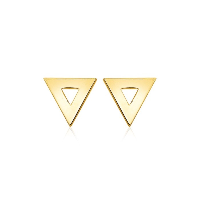 Nathalias NY  ต่างหูทองสามเหลี่ยมขัดเงา 14k 14k Yellow Gold Post Earrings  | ไม่ชุบ ไม่ลอก ทองเค เส