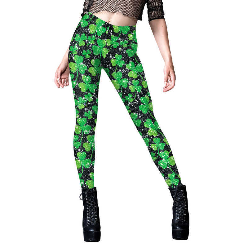 2024 Spring สินค้าใหม่ Irish Clover Digital Printing Leggings St. กางเกงโยคะ Patricks Day