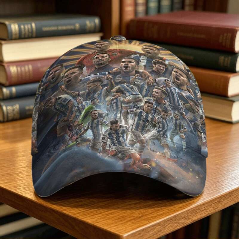 Argentina Victory Cap Blue & White Player Celebration Montage - Championship Spirit Hat for 2026 Foo