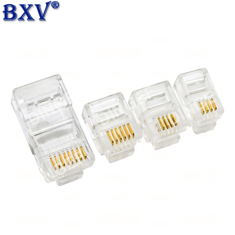 10PCS Modular Plug Kit - RJ9 (4P4C), RJ11 (6P4C/6P6C) & RJ45 (8P8C) ตัวเชื่อมต่อหัวคริสตัลสําหรับสาย