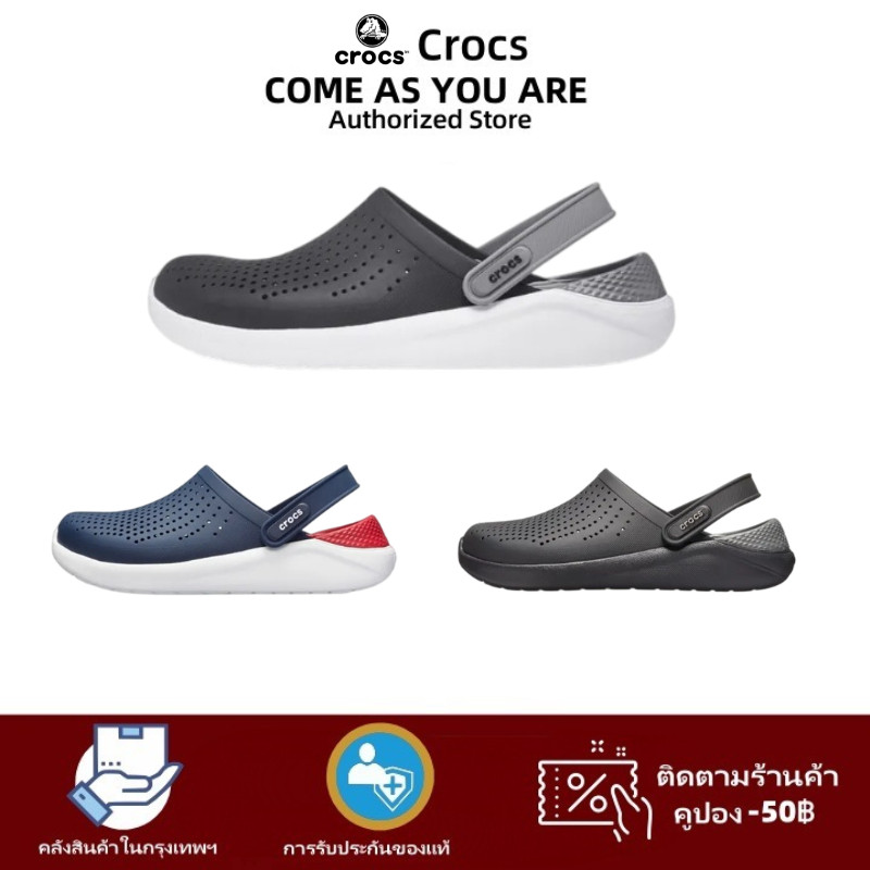 ♞Crocs LiteRide 360 รองเท้าแตะ CROCS Black-White/Black/Blue-Red Sandals FBC