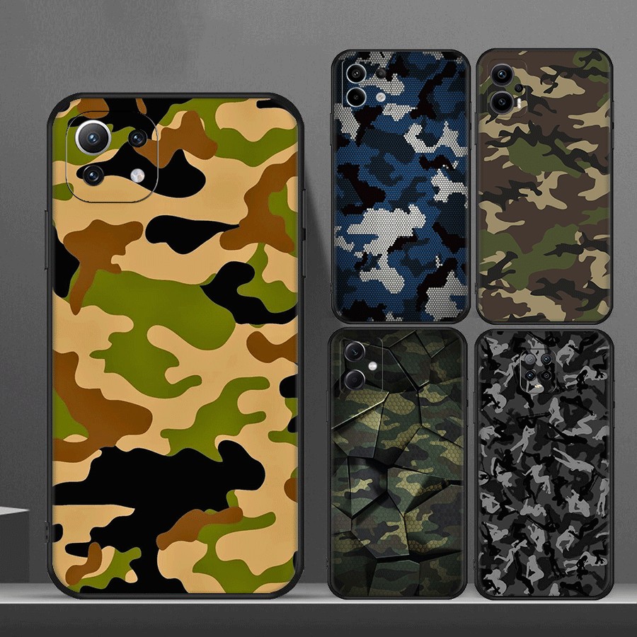 Y-11ลายพรางสําหรับXiaomi POCO M6 F6 X6 Pro 12 12X Mi 8 Liteเคสโทรศัพท์TPUซิลิโคนสีดํากันกระแทกนิ่ม