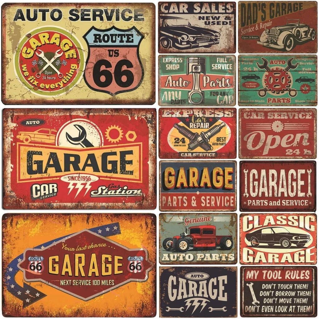 เส้นทาง 66 รถโลหะพ่อโรงรถโลหะป้ายดีบุก Vintage โปสเตอร์ Retro Plaque Garage Man Cave ยาง Shop Wall A