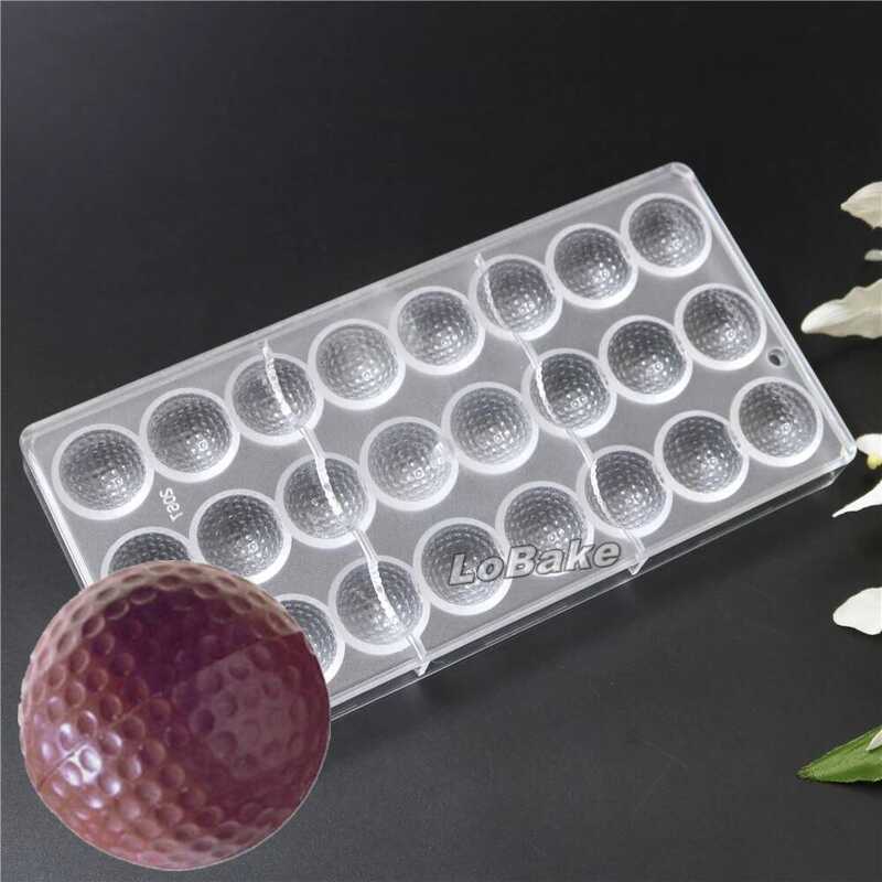 C 24 Cavities Golf Ball PC Polycarbonate Chocolate Mold Chocolate Biscuit Fondant Maker For Diy Bak