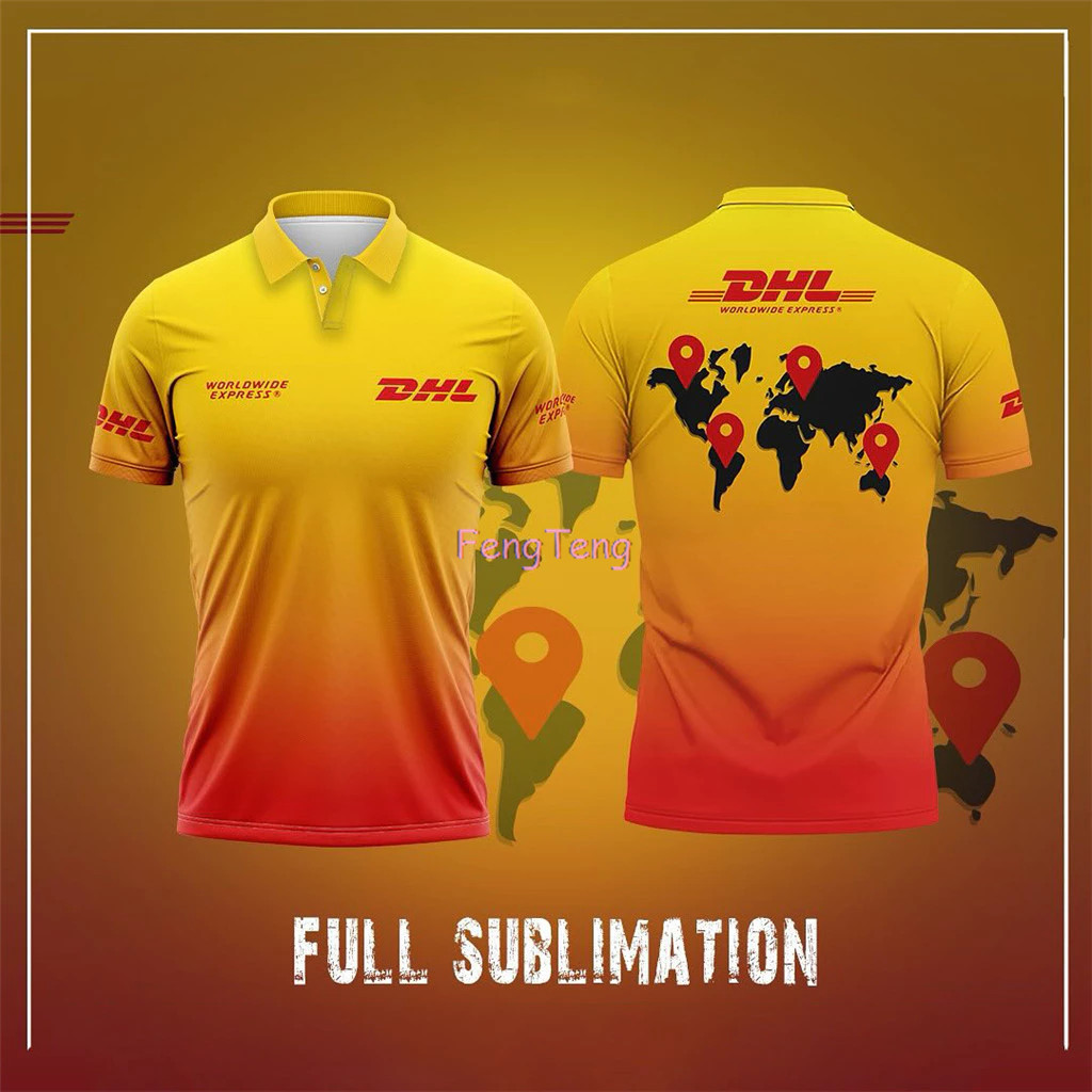 พารามา!! | DHL Express Jersey พิมพ์เต็ม Cool DHL Package Courier Driver เสื้อผ้า