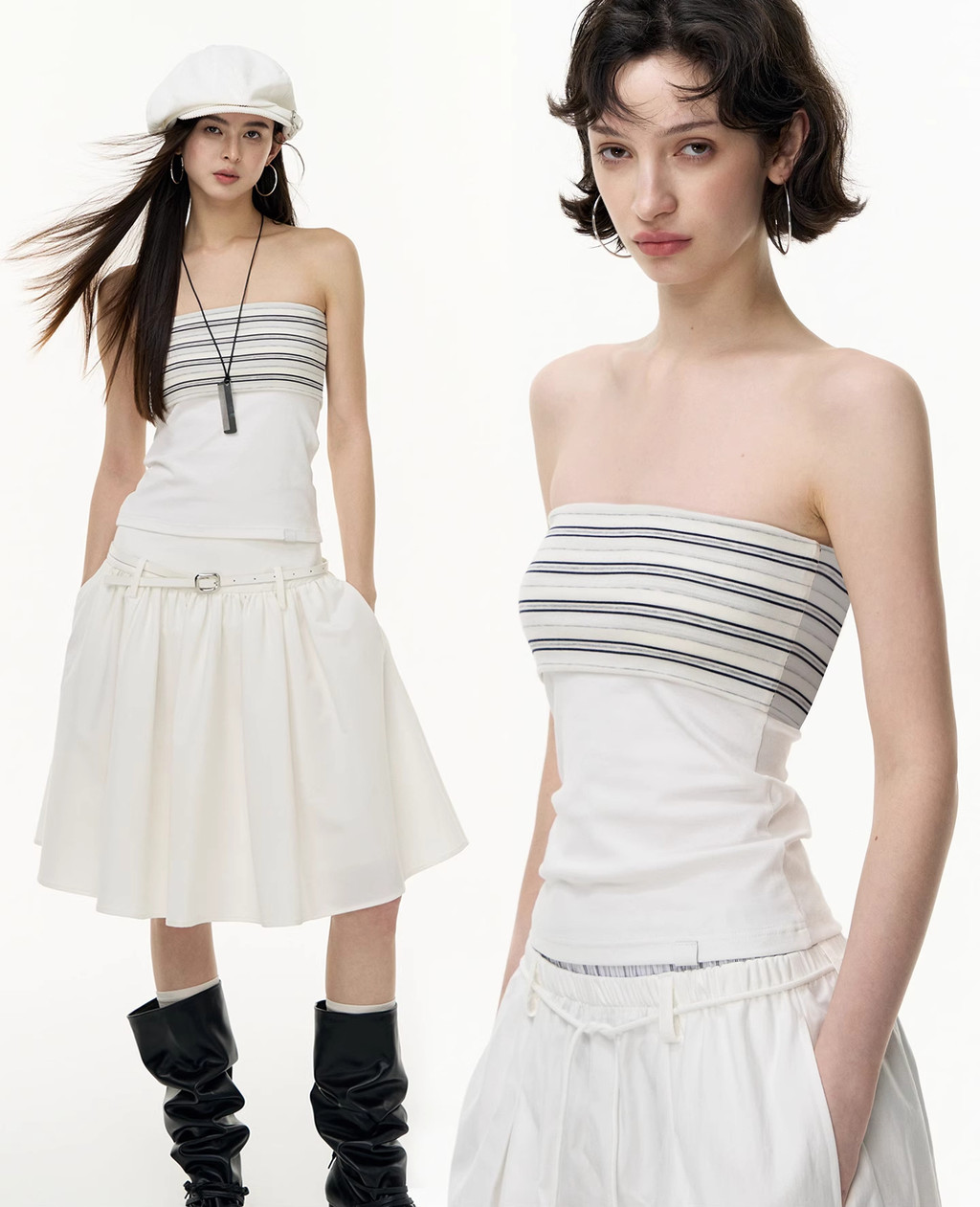 ชุดกระโปรงสองชิ้นสำหรับผู้หญิง ลายท่อ สไตล์ใหม่ สำหรับฤดูใบไม้ร่วง