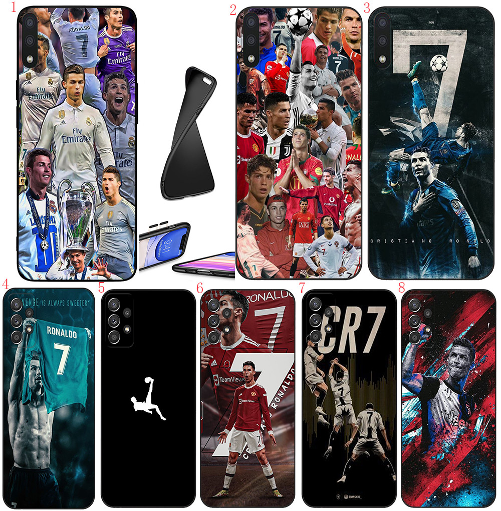 Samsung A01 EU A02 M02 F56 A03S A04 s A5 2017 A6 A7 A8 A9 Plus 2018 T3 8ฟุตบอล CR7 เคสโทรศัพท์สีดําน