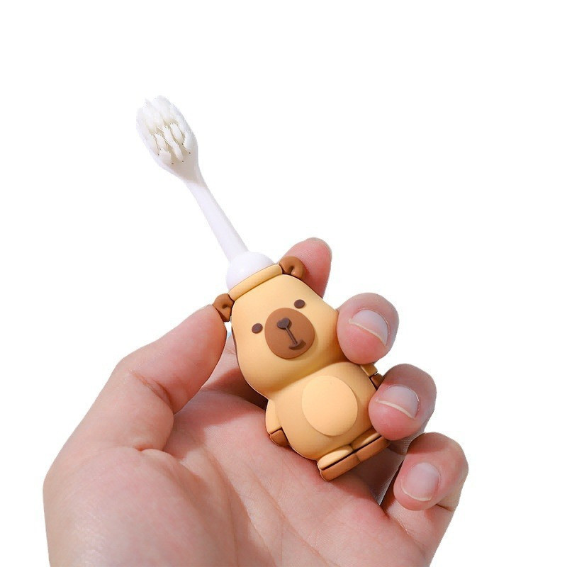 สต็อกสําเร็จรูปแปรงสีฟันเด็ก 2-6 ปีเด็กทารกนักเรียนบ้านฟันระยะเวลาหัวแปรงที่ถอดออกได้เดียว - รูปที่ 4