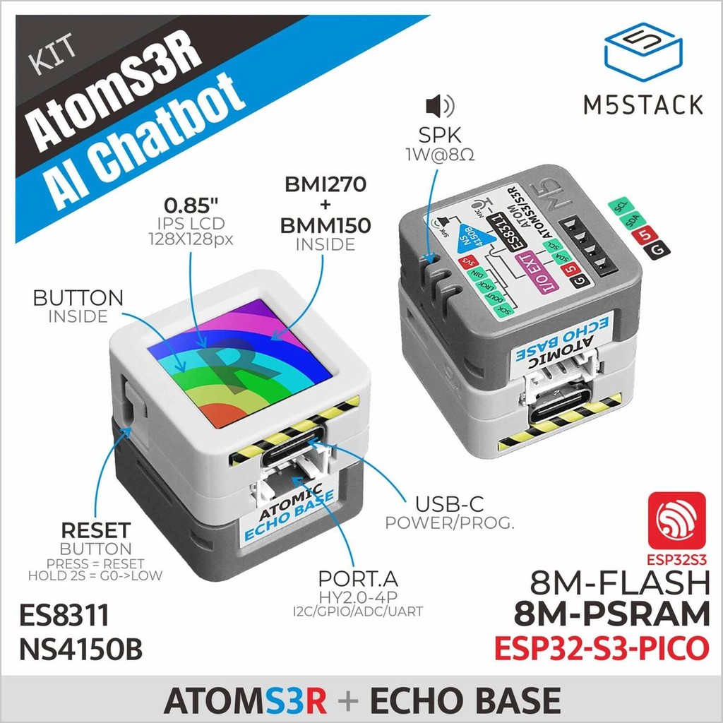 M5Stack Official Atoms3R Al chhatbot Kit (8MB PSRAM)