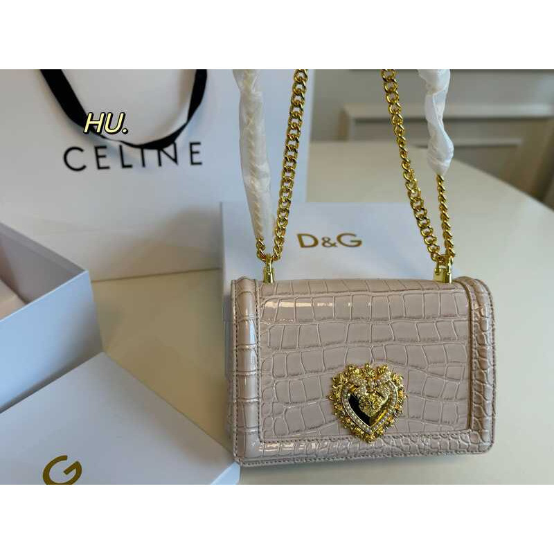 ((พร้อมกล่อง) ขนาด: 21 x 14 DG Dolce & Gabbana สไตล์ใหม่ Devotion Chain Bag สไตล์บาร็อค Seiko-Made H