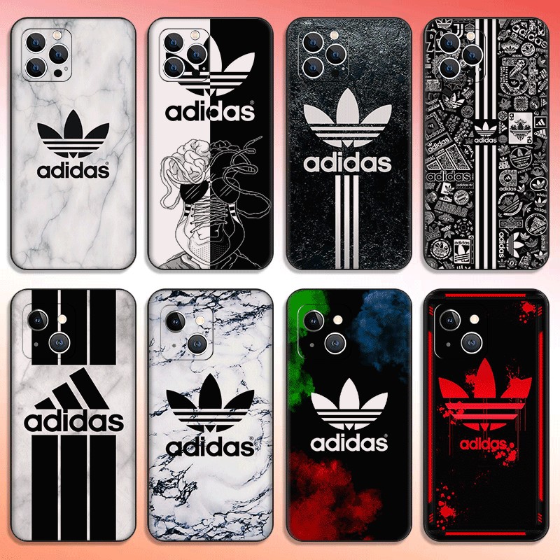 F69 ไอเดียแบรนด์อินเทรนด์ Adidas สําหรับ iPhone 5 5s X XS SE 6 7 8 6s Plus TPU Spot พลาสติกสีดํา Sof
