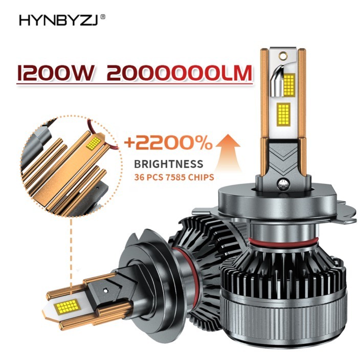 HYNBYZJ 6000K H7 H4 H11 Led Lamp 6 Copper Tube Led Lights For Car H1 HB3 9005 HB4 9006 HIR2  9012 1