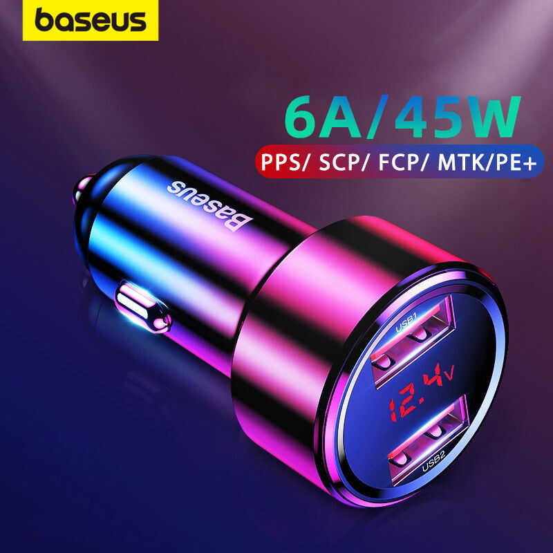 ❤ Baseus Quick Car 6A 45W Dual USB Type C Qc4.0 Pd3.0 Fast Charger สำหรับ Iphone13 Pro Xiaomi S