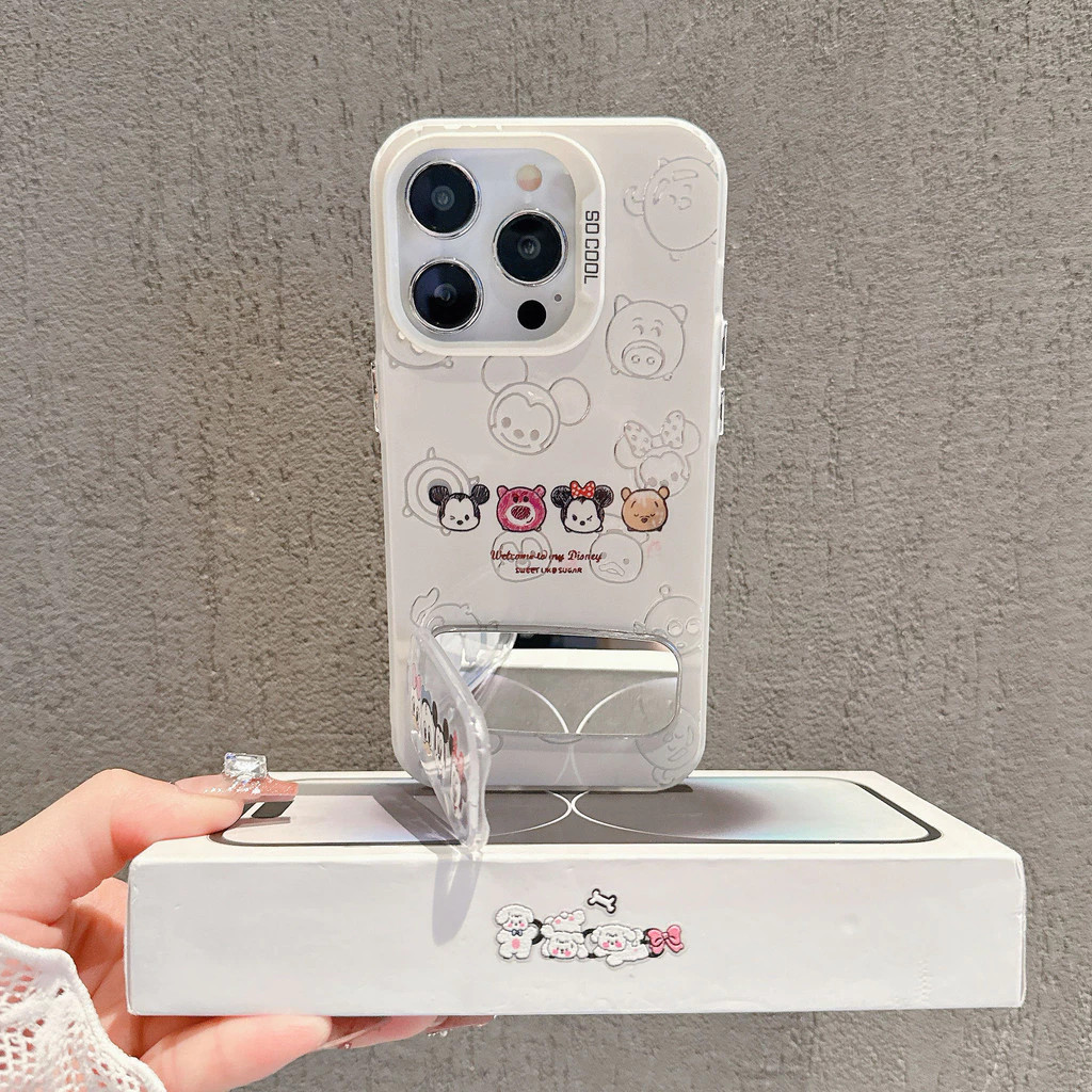 น่ารักการ์ตูน Mickey Make Up Mirror bracke IMD Soft Case สําหรับ OPPO A3x A5s A3s A3 A9 A5 Pro A9 2020 A7 A5x - รูปที่ 2
