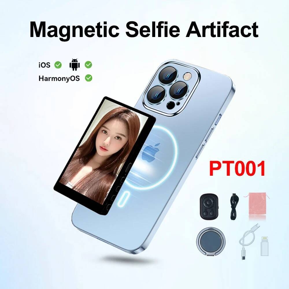 JYYXF PT001 หน้าจอสําหรับ iPhone 12 13 14 สมาร์ทโฟนกล้องด้านหลังไร้สายแม่เหล็ก Selfie Monitor หน้าจอ