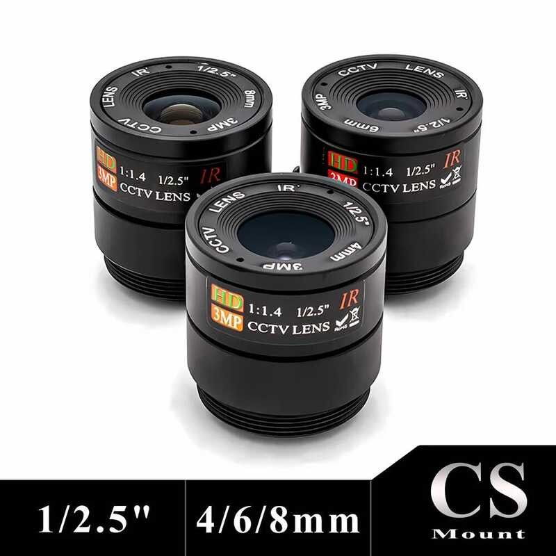 C WGWK High Quality Industrial 4Mm/6Mm/8Mm Fixed Focus Lens 1/2.5" CS Mount IR Filter CCTV Lens For