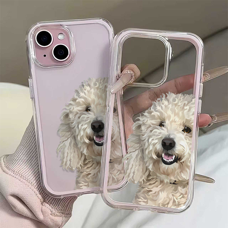(สต๊อกสินค้าในพื้นที่) เคสโทรศัพท์สุนัขน่ารัก Mirror Design Clear Soft Tpu Case|สําหรับIphone 14 Pro