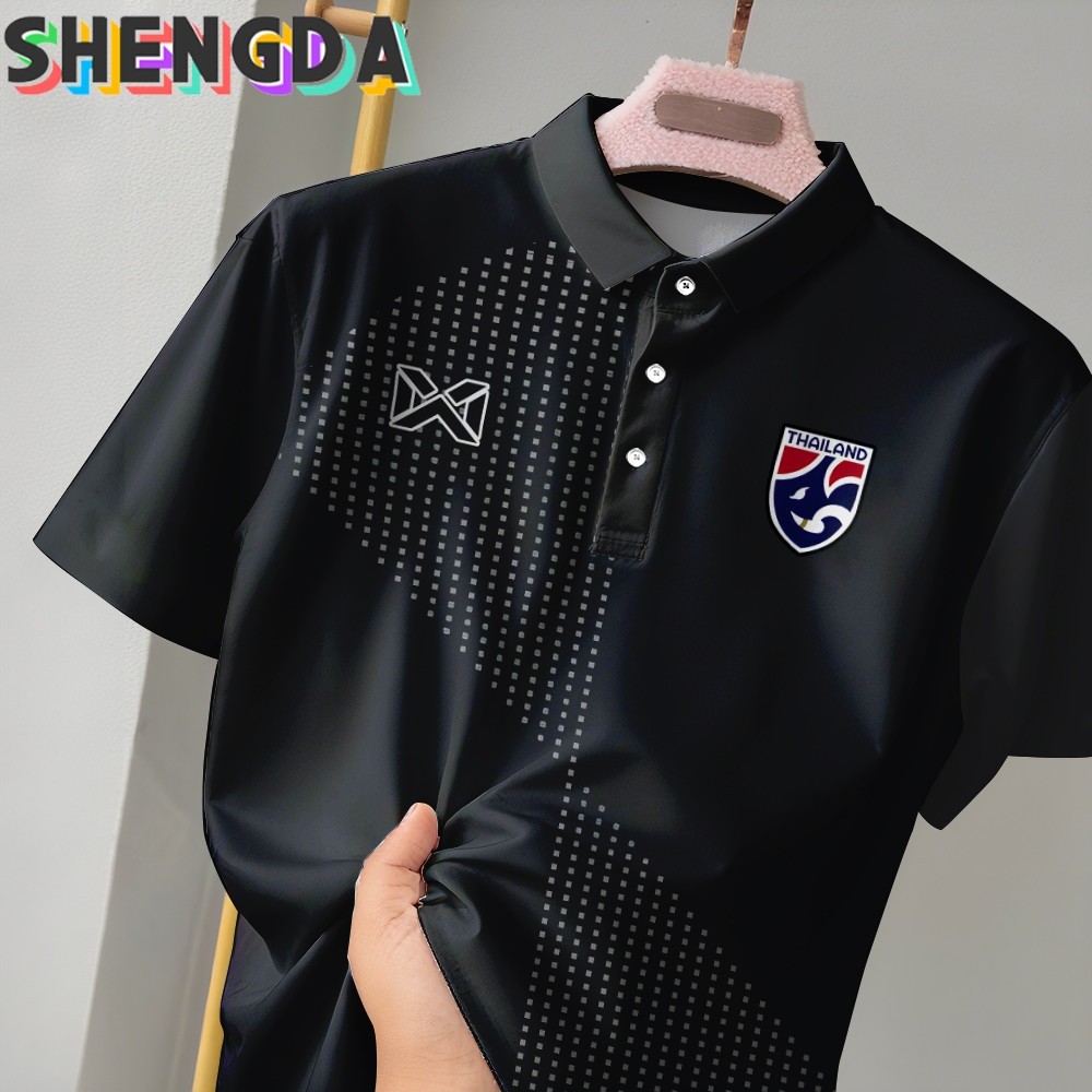 เสื้อยืดโปโลแขนสั้น พิมพ์ลายทีมชาติไทย สำหรับผู้ชาย แห้งเร็ว ระบายอากาศได้ดี สวมใส่สบาย เหมาะสำหรับเล่นกีฬา