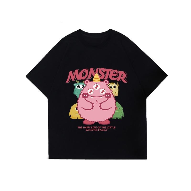 Papaya เสื้อยืด Oversize ลาย "Monster Family" เสื้อยืดสไตล์ลำลองน่ารักใส่สบาย WS1207