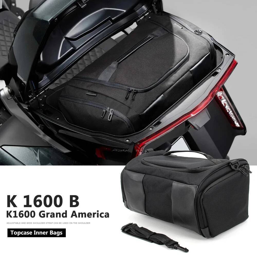 รถจักรยานยนต์สีดําด้านข้างกระเป๋าเดินทางกระเป๋าด้านในสําหรับ BMW K1600B K 1600 B K1600 Grand America