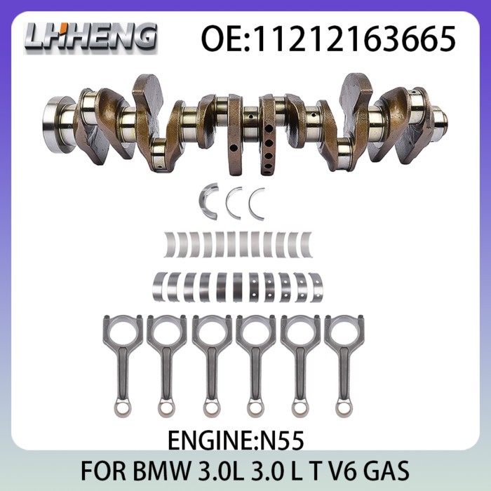 Engine Crankshaft w/ 6pcs Con Rods & Bearings Set for BMW 1 2 3 5 6 640i 7 X3 X4 X5 X6 3.0L 3.0 L T