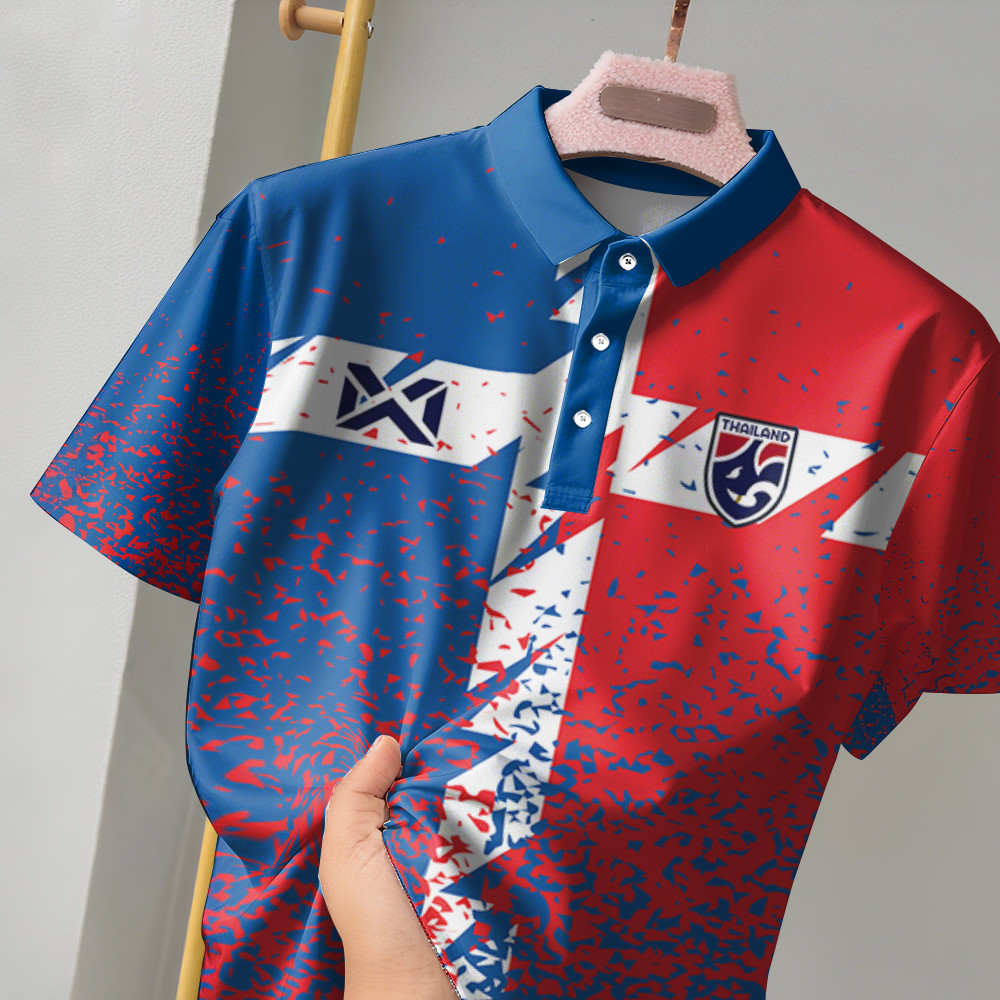 เสื้อโปโลผู้ชาย Self-sports คุณภาพสูง แห้งเร็ว มีลายธงไทย สำหรับใส่ออกกำลังกายและลำลอง