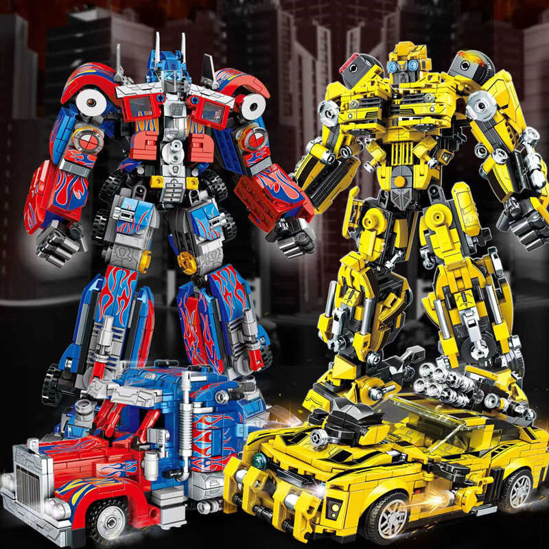เข้ากันได้กับ Lego Transforming Robot Gundam Mecha Bumblebee Optimus Prime Building Blocks รถรุ่นของ