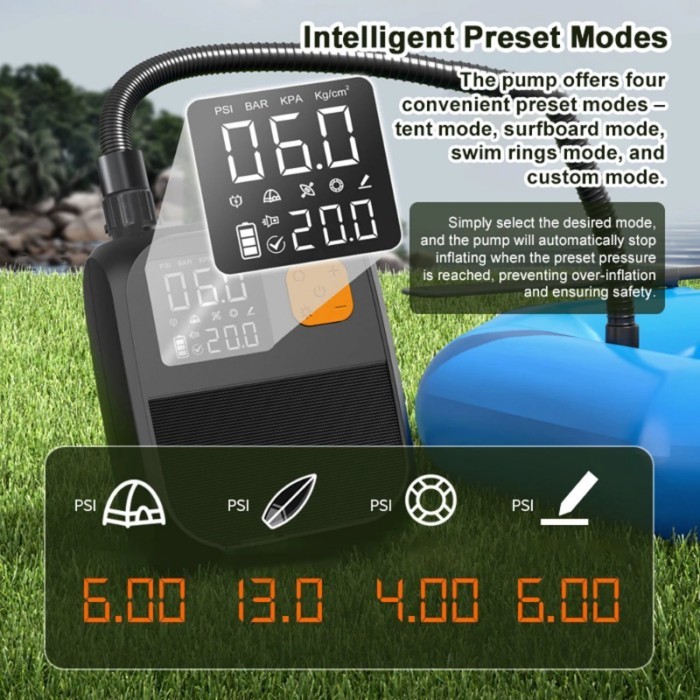 Portable Paddle Board Pump for Swimming Rings 25PSI High Pressure Electric Air Compressor Pump Powe