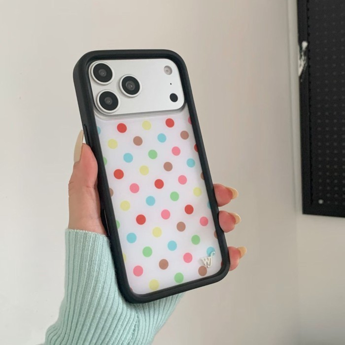 เคสโทรศัพท์มือถือลายจุดสีสันสดใสเหมาะสําหรับ Apple 17pro สไตล์ย้อนยุค 16plus ดอกไม้ป่า 15 แบรนด์อินเ