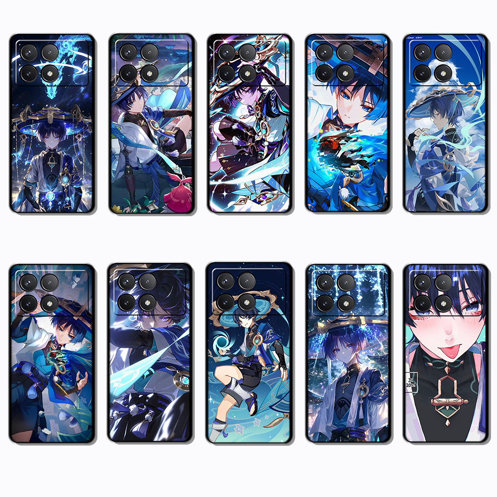 เคสโทรศัพท์สีดําแบบนุ่มแฟชั่นสําหรับ Xiaomi Redmi K70E K60 k70 POCO F5 X6 F6 Pro Scaramouche caseg