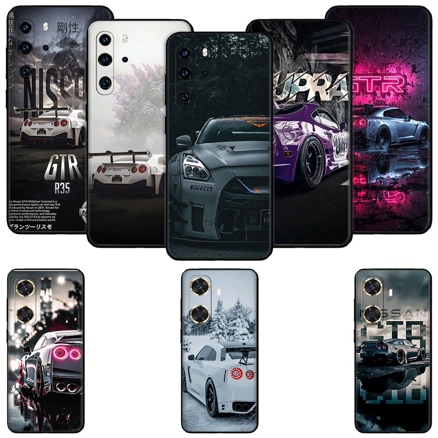 กีฬารถ GTR สําหรับ Huawei Nova 2i 2 Lite 3 3i 4E 5i 5T 7 10 SE 8i Y61 TPU Spot พลาสติกสีดํานุ่มกรณี