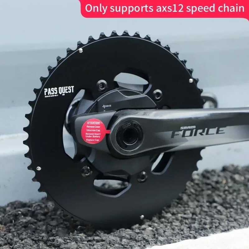 ▥ PASS 107 BCD 2X ห่วงโซ่คู่พร้อมสลักเกลียว4ตัวสำหรับ SRAM FORCE Quarq เครื่องวัดพลังงาน AXS 12