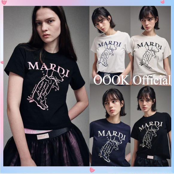 (จัดส่งตลอด 24 ชั่วโมง）OOOK Official [ Mardi MERCREDI ] TSHIRT SWING THE TAIL DDANJI 100%ผ้าฝ้ายแท้