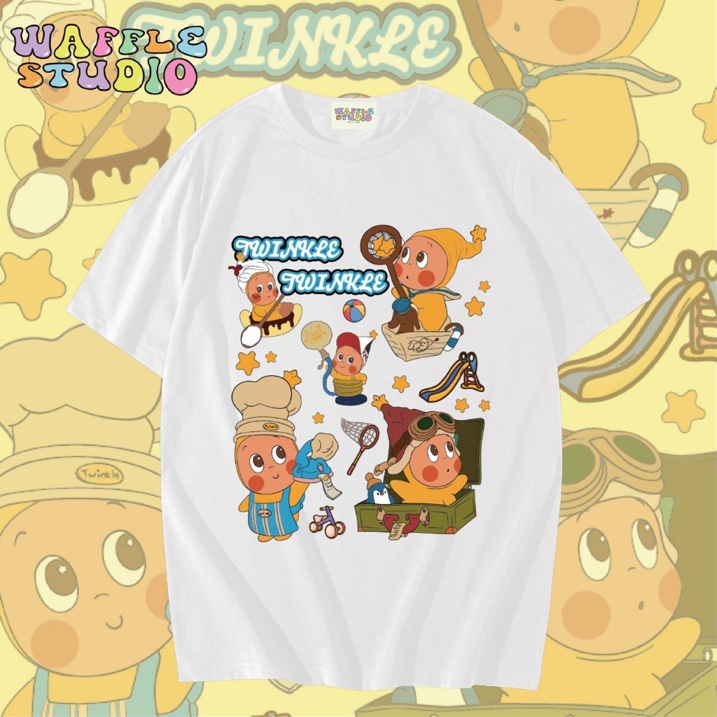 [ ส่งฟรี  ] WS1550 เสื้อยืดโอเวอร์ไซส์ ผ้าคอตตอน 100% เสื้อยืดเกาหลี เสื้อยืด Twinkle น้องกล้วย WAF