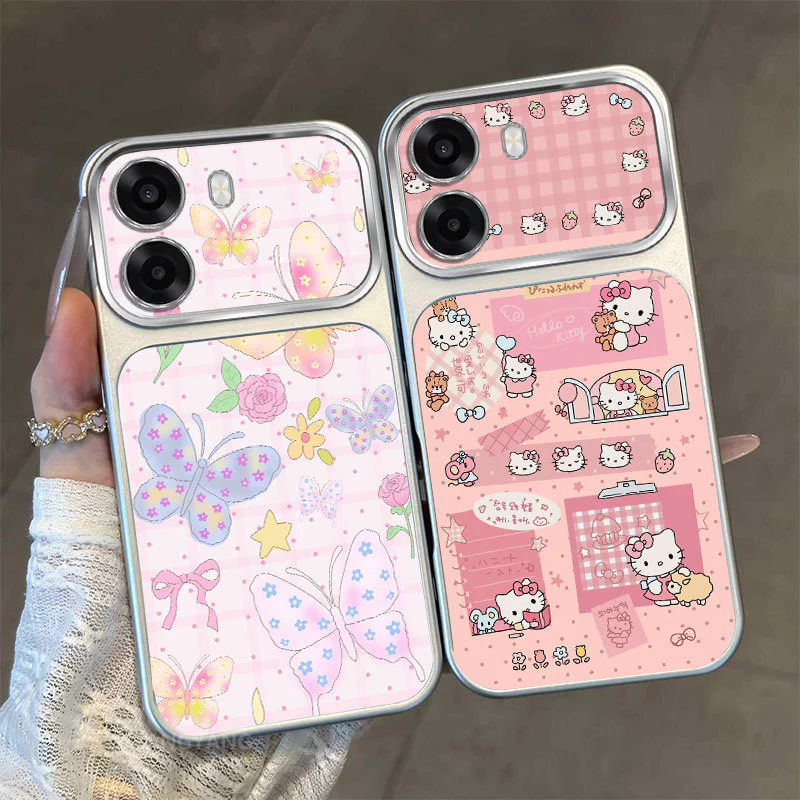 สําหรับ OPPO A6T 4G A6T 5G A6T Pro 4G A6C 4G หน้าต่างขนาดใหญ่ Matte ขั้นสูงเคสโทรศัพท์ความงามผีเสื้อที่มีสีสันและแมวน่ารักออกแบบใหม่รูปแบบ ‌