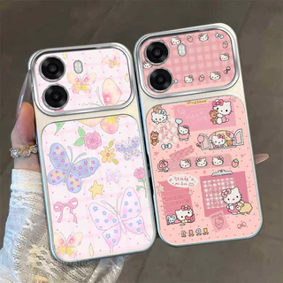 สําหรับ OPPO A6T 4G A6T 5G A6T Pro 4G A6C 4G หน้าต่างขนาดใหญ่ Matte ขั้นสูงเคสโทรศัพท์ความงามผีเสื้อที่มีสีสันและแมวน่ารักออกแบบใหม่รูปแบบ ‌