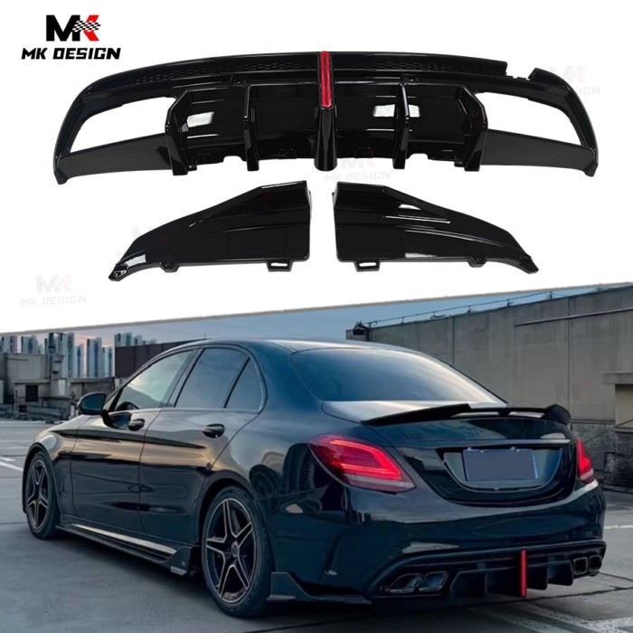 VTEN Style PP Rear Bumper Lip Diffuser For Mercedes-Benz C Class W205 C43 C63 AMG 4 Doors Sedan 15-