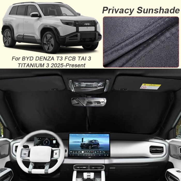 Car Black Window Privacy Sunshade For BYD DENZA T3 FCB TAI 3 TITANIUM 3 2025-2026Anti-UV Heat Insul