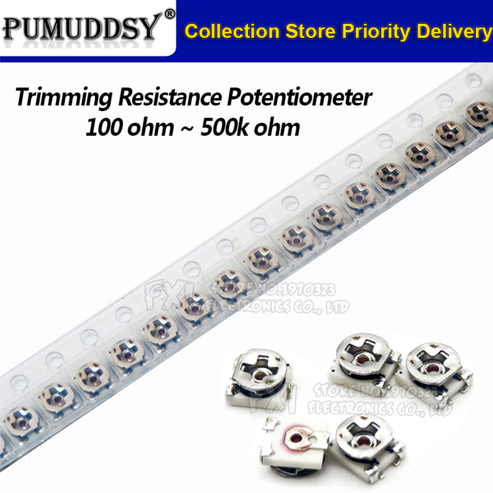 10pcs 3*3 Trimmer ความต้านทาน Potentiometer Trimpot SMD 3X3 ปรับ Variable resistor 100 500 1K 2K 5K 