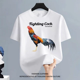 สีขาว-ดำ สตรีทแฟชั่น สีดําแขนสั้น เสื้อยืดผู้ชาย วินเทจ เสื้อยืด CASUAL OVERSIZE ลายการ์ตูน FASHION คอกลม ผู้ชาย COOL