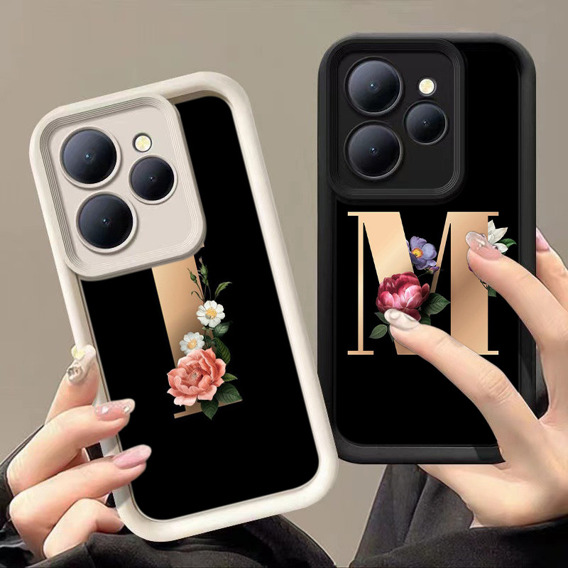 สำหรับ Infinix Smart 9 8 Pro 7 6 Plus เคสโทรศัพท์มือถือ ดวงตานางฟ้า กรณ RR24 Flower Letter I J K L M
