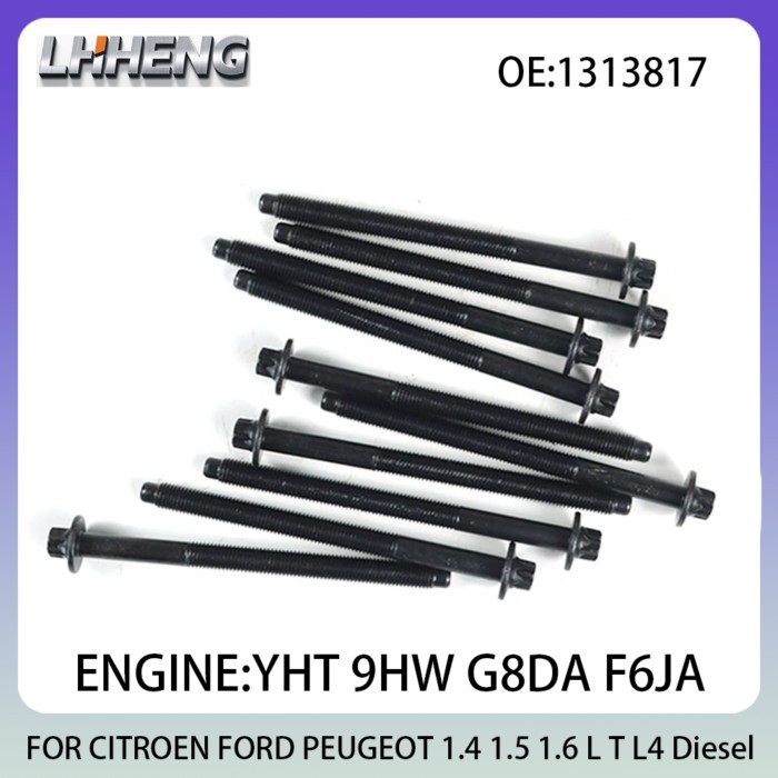 Engine cylinder head bolts FOR CITROEN C-ELYSEE C1 C2 C3 C4 C5 DS3 DS4 DS5 FORD PEUGEOT 1.4L 1.5L 1