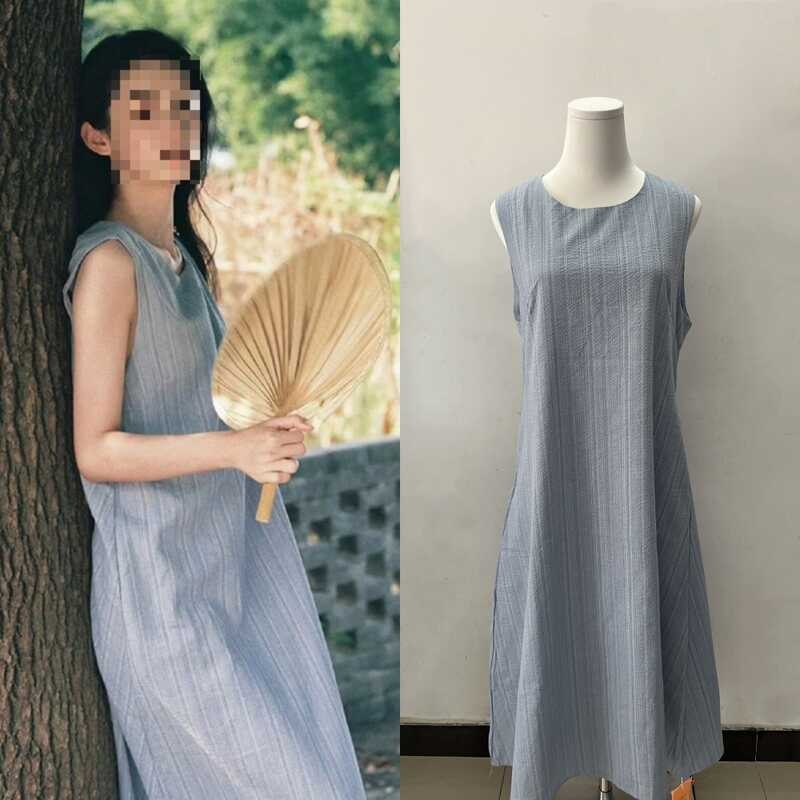 ชุดเดรสแขนกุดสำหรับผู้หญิง ดีไซน์เรียบง่าย สไตล์ Zhouye Star กระโปรงยาว