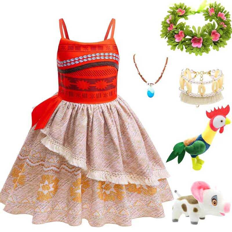 สไตล์ใหม่ moana COS moana ชุดเจ้าหญิง moana ชุดเด็กสาววันเกิด Halter Beachwear